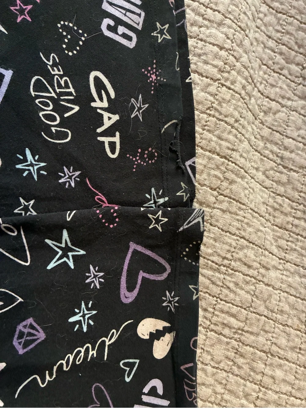 GAP Black Leggings with Colorful Heart & Star Doodles